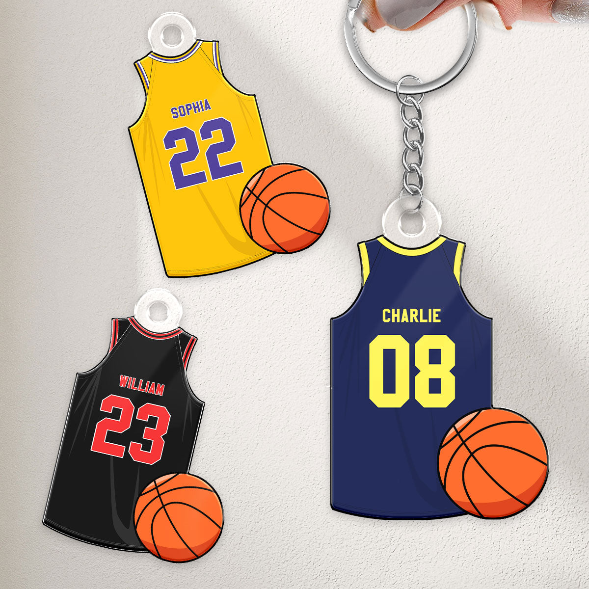 Personalized Acrylic Keychain - Basketball Jersey