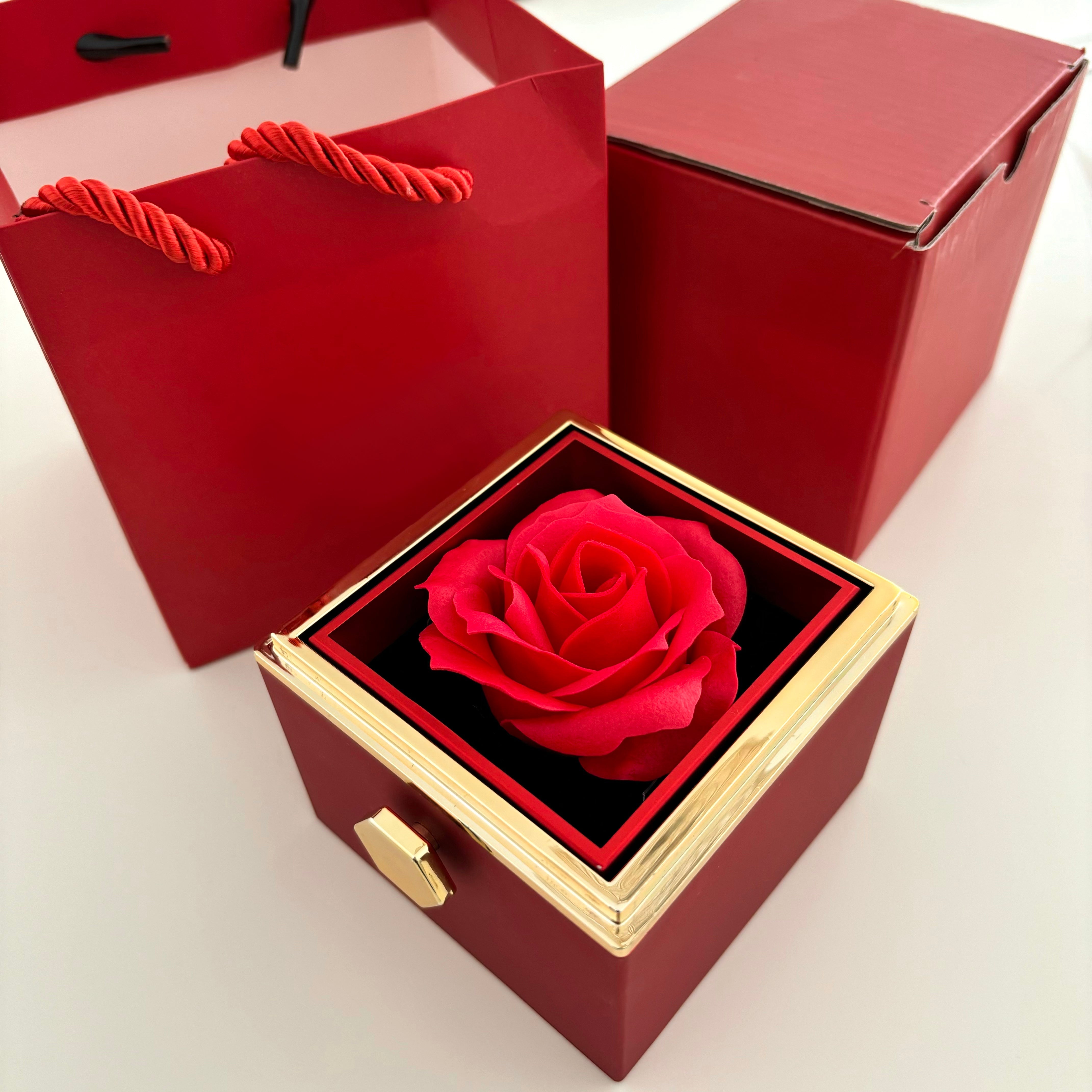 Eternal Rose Box - With Initial Ring & Rose