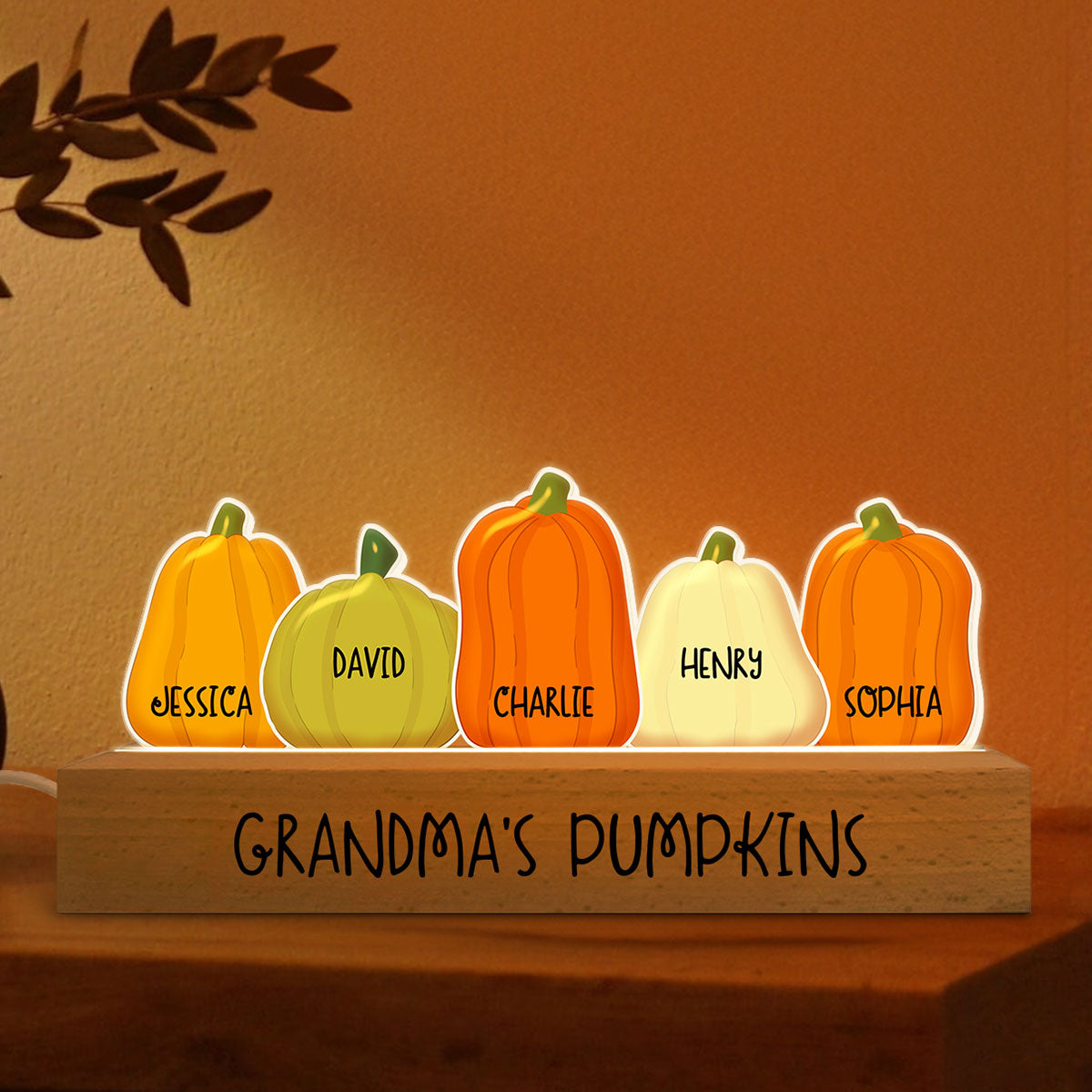 Personalized Acrylic Block LED Light, Grandma Pumpkins