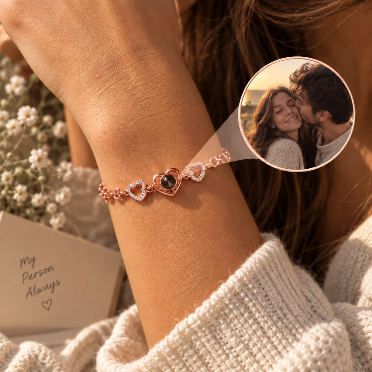 Personalized Hearts Photo Bracelet