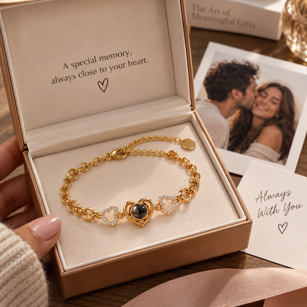 Personalized Hearts Photo Bracelet