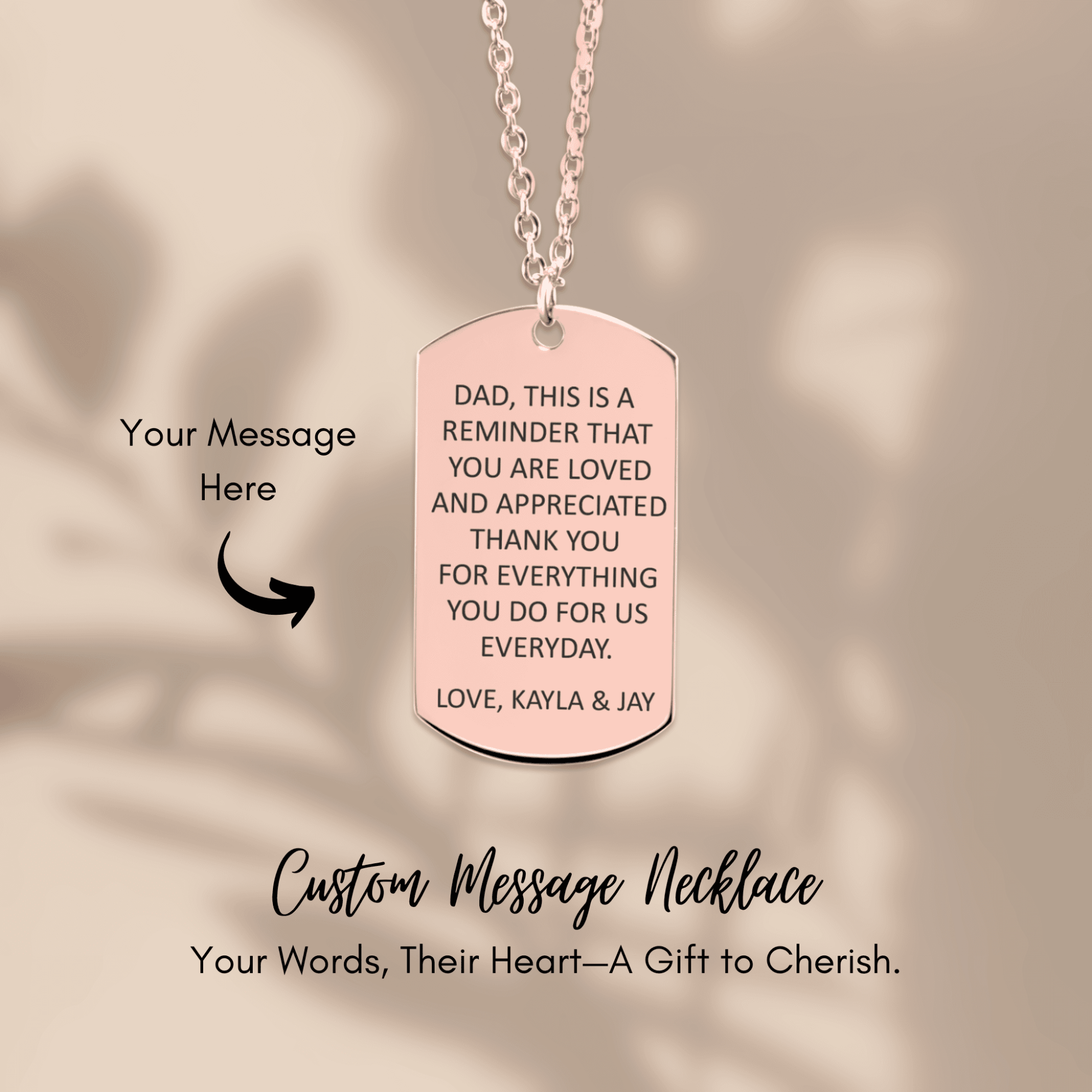 Custom Message Dad's Tag Necklace