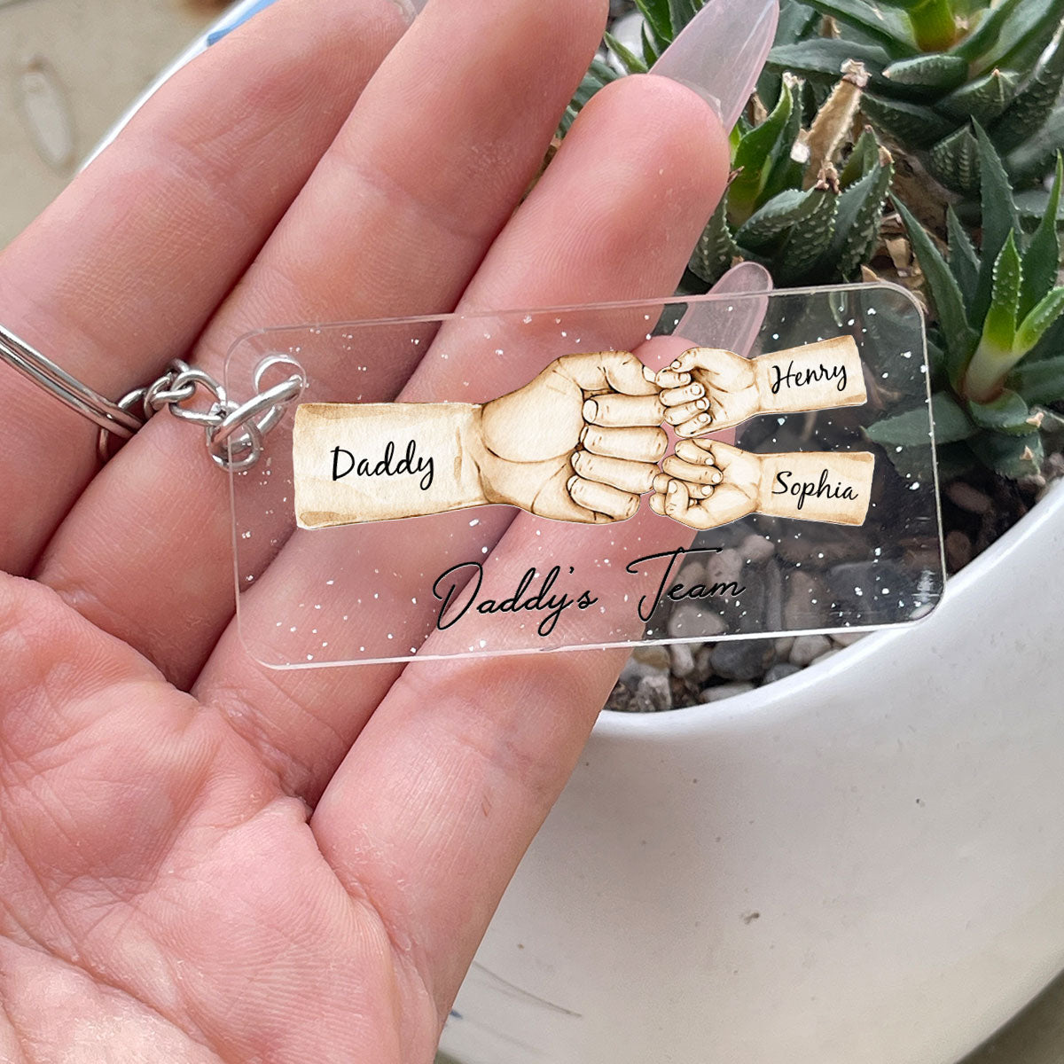 Personalized Acrylic Keychain, Daddy's Team Fist Bump