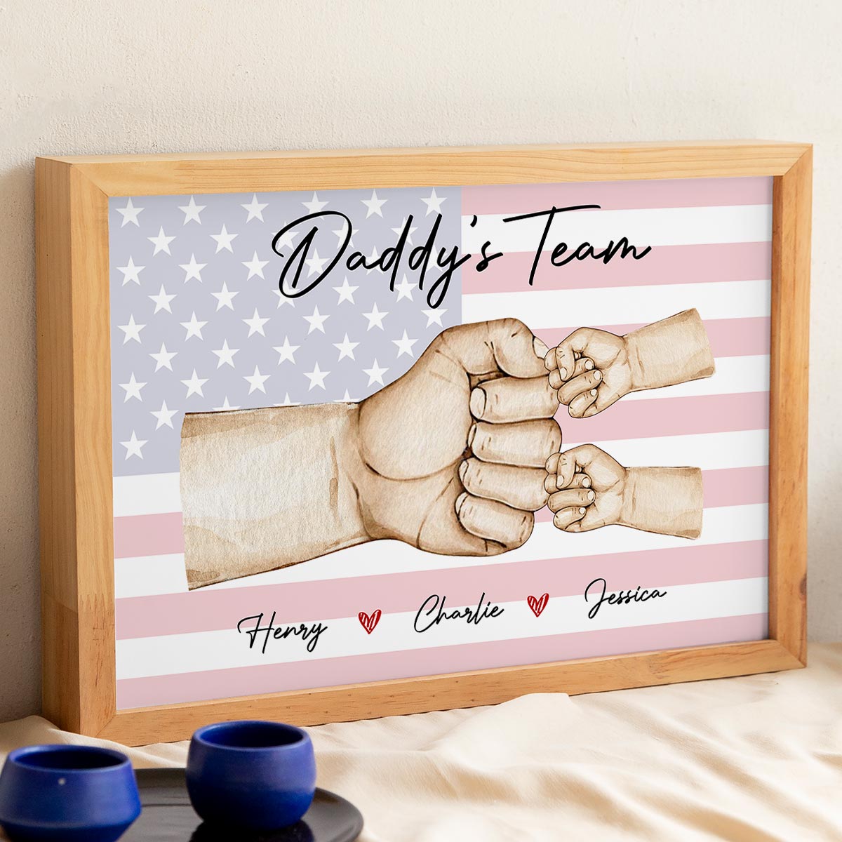 Personalized Canvas - Nation Flag Daddy‘s Team Fist Bump