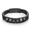 Leather Bracelet - Engraved Black Beads