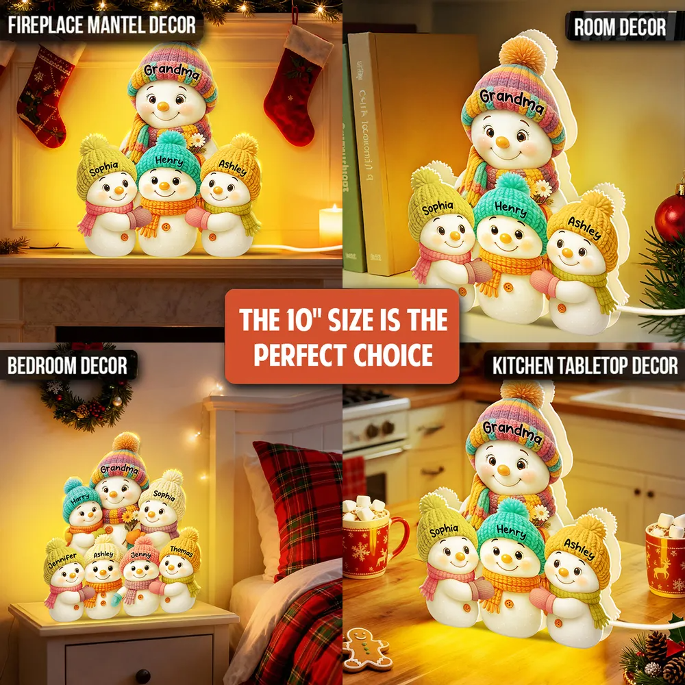 Grandma & Grandpa’s Snowman Village — Custom LED Family Keepsake