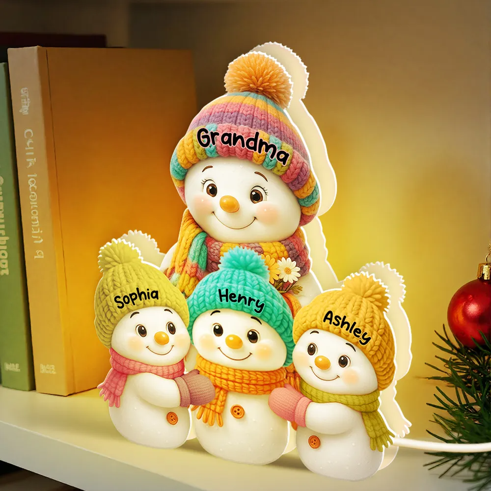 Grandma & Grandpa’s Snowman Village — Custom LED Family Keepsake