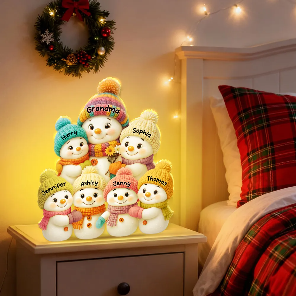 Grandma & Grandpa’s Snowman Village — Custom LED Family Keepsake