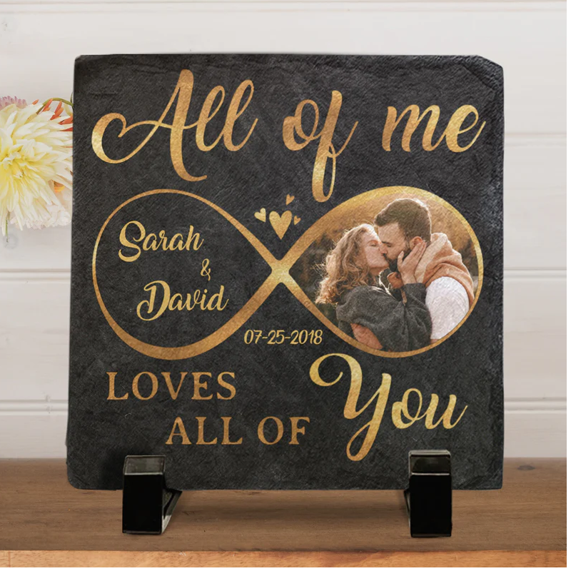 Personalized Square Shaped Stone With Stand - Gift For Husband Wife, Anniversary