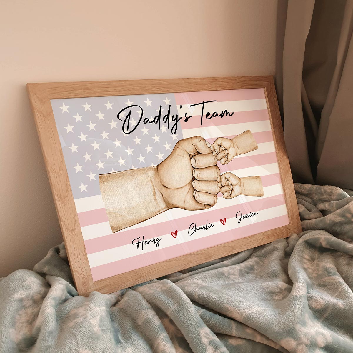 Personalized Canvas - Nation Flag Daddy‘s Team Fist Bump