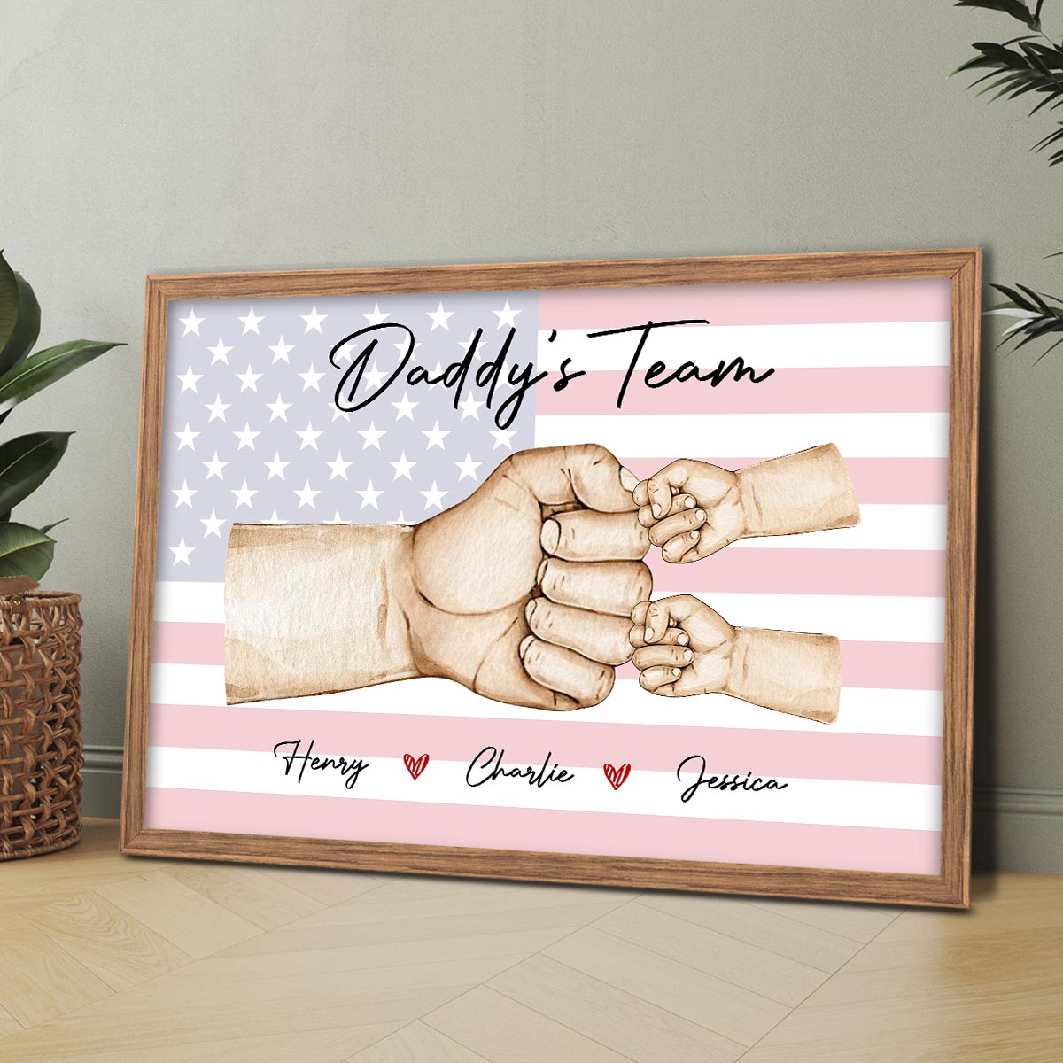 Personalized Canvas - Nation Flag Daddy‘s Team Fist Bump