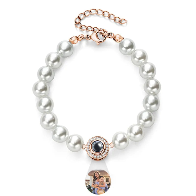 Personalized  Pearl Photo Projection Bracelet