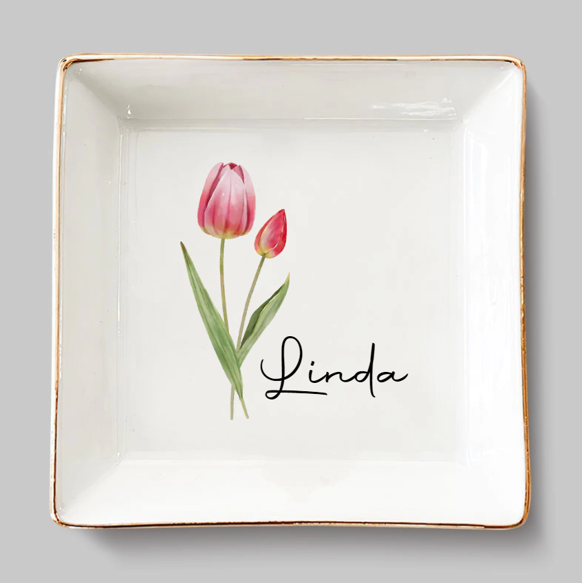 Personalized Jewelry Dish - Friends Are Flowers That Never Fade