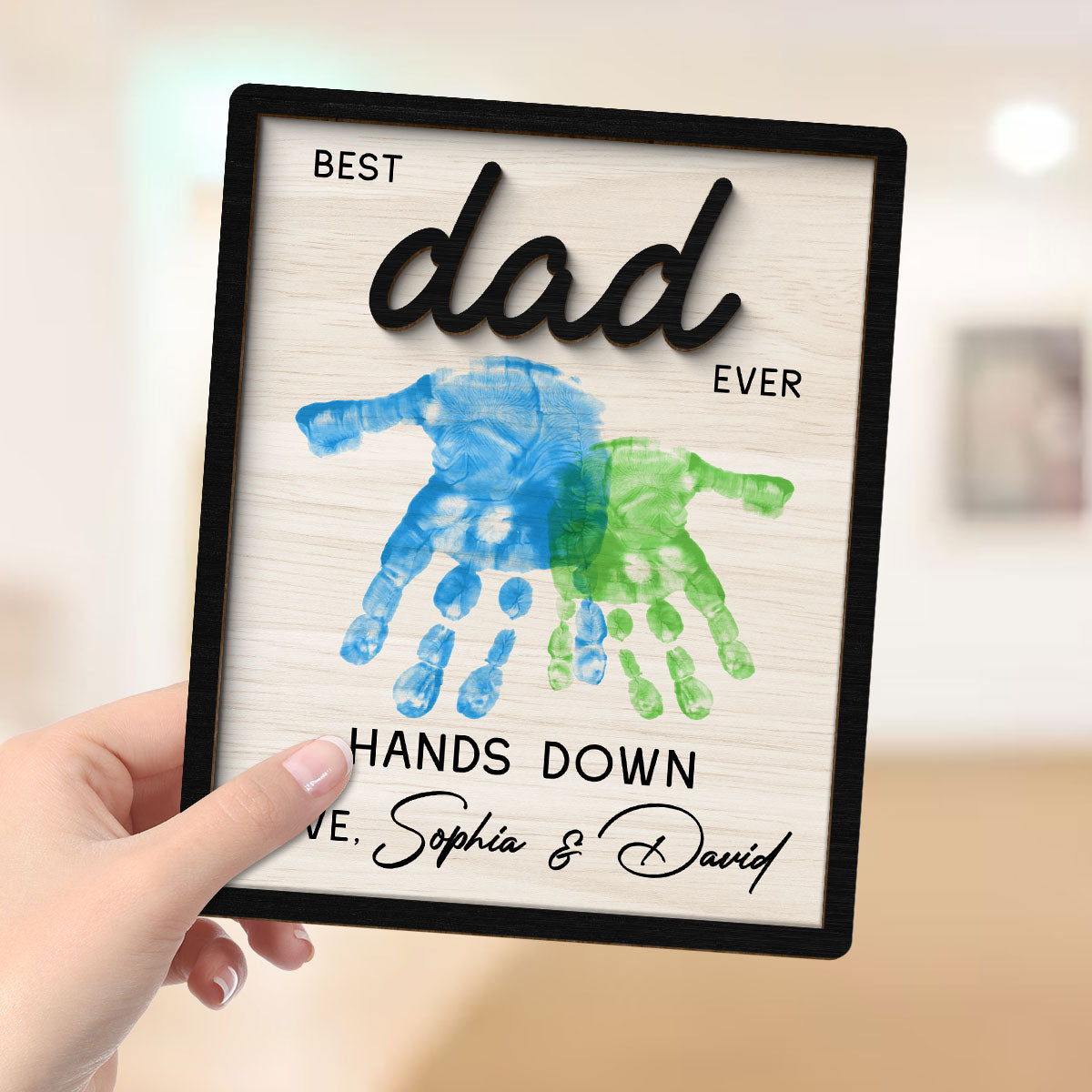 Best Dad Grandpa Ever Hands Down - Personalized Wooden Plaque