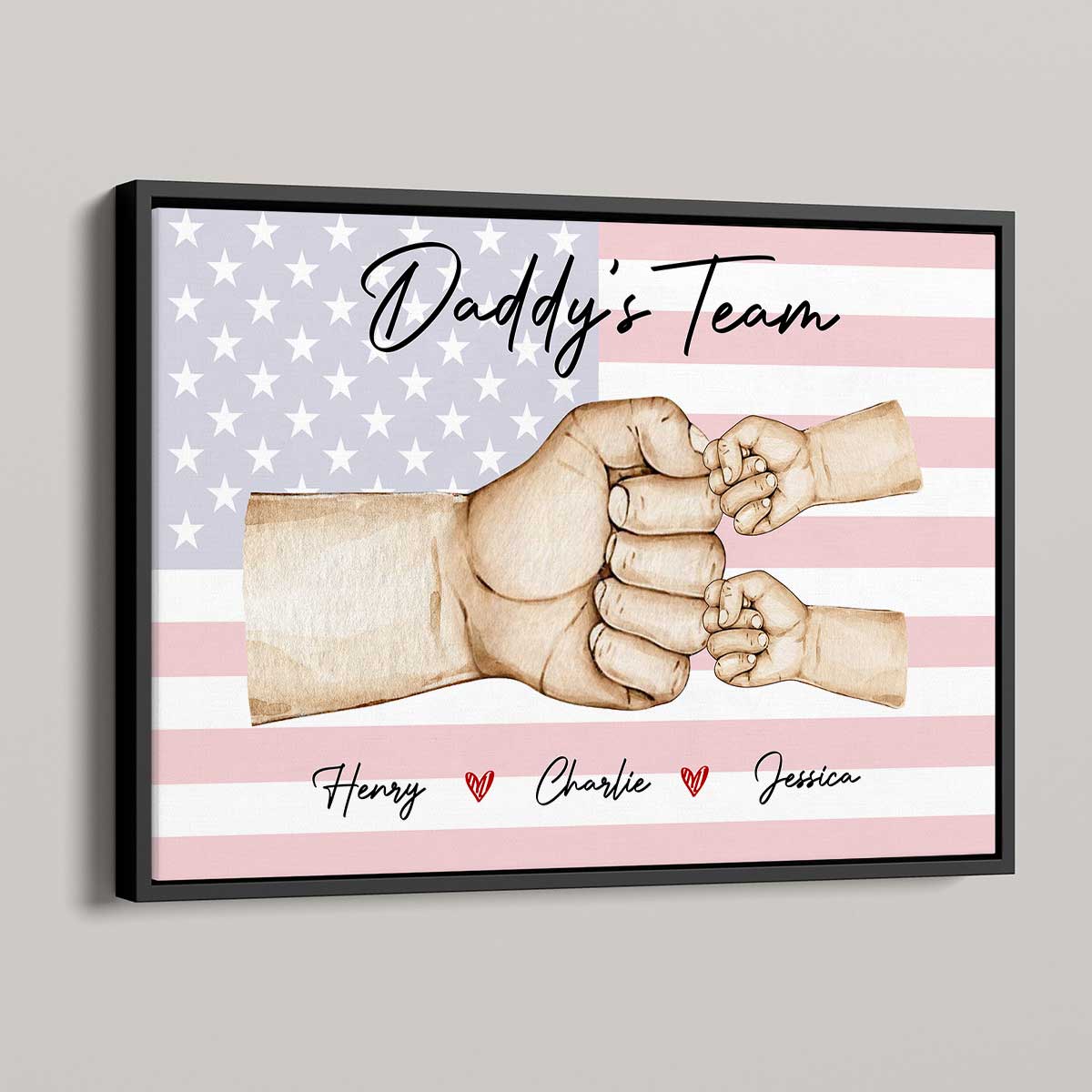 Personalized Canvas - Nation Flag Daddy‘s Team Fist Bump