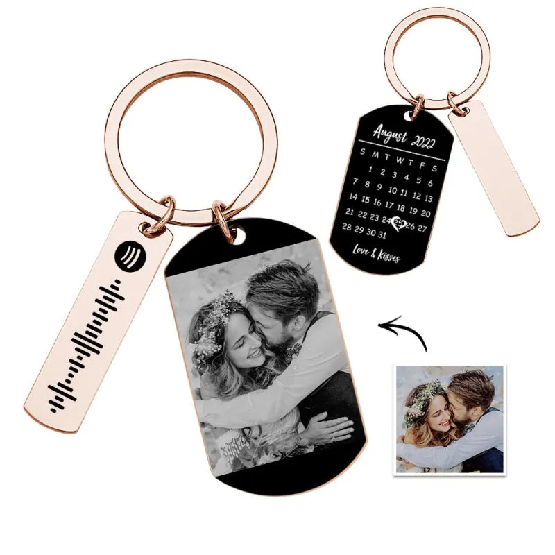 Personalized Photo Spotify Calendar Keychain