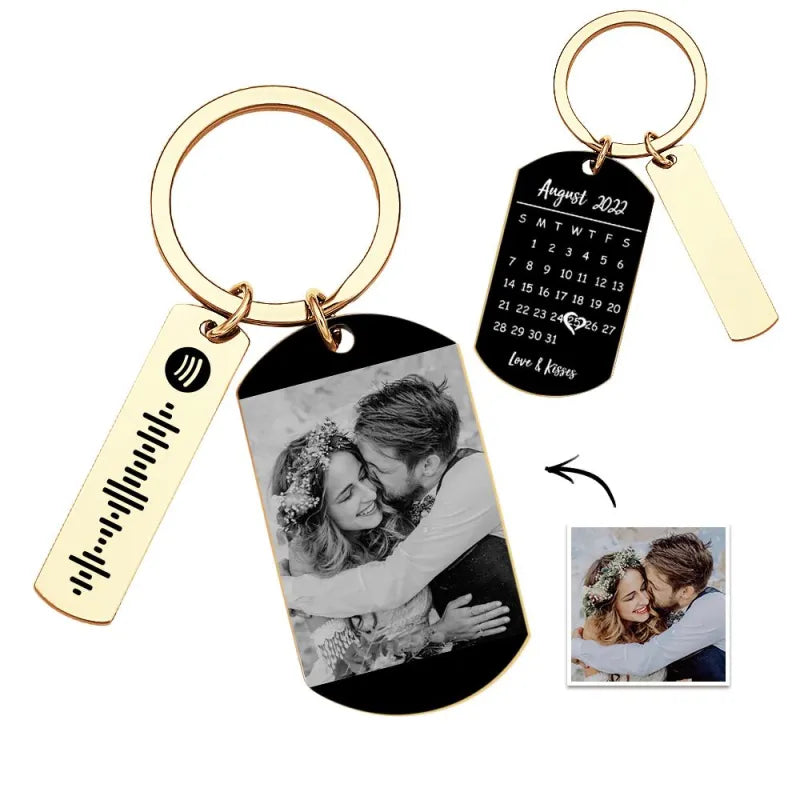 Personalized Photo Spotify Calendar Keychain