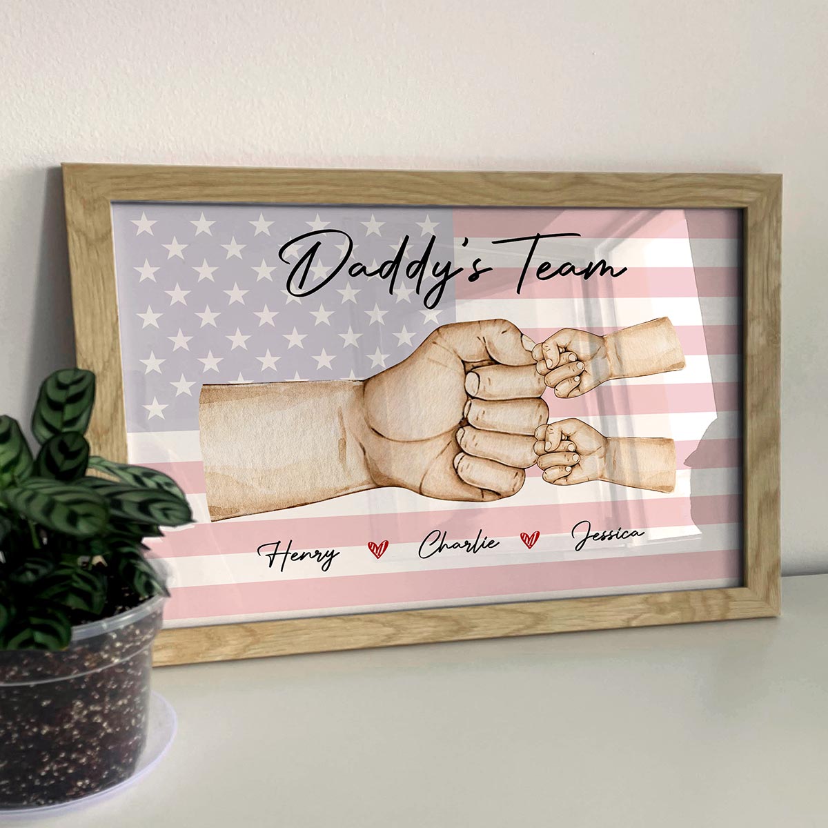 Personalized Canvas - Nation Flag Daddy‘s Team Fist Bump