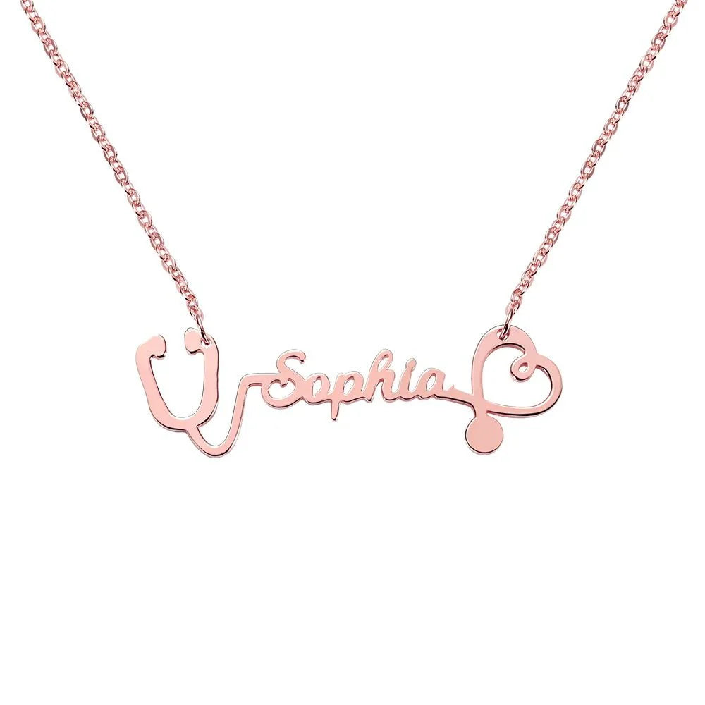Personalized Name Stethoscope Necklace