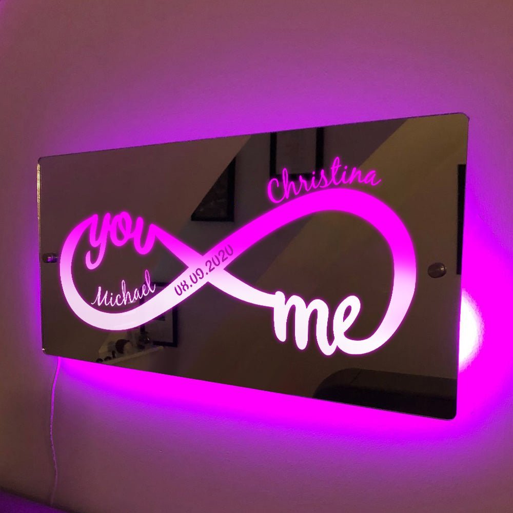 Personalized Acrylic Mirror Light Infinity Love Gift For Couples