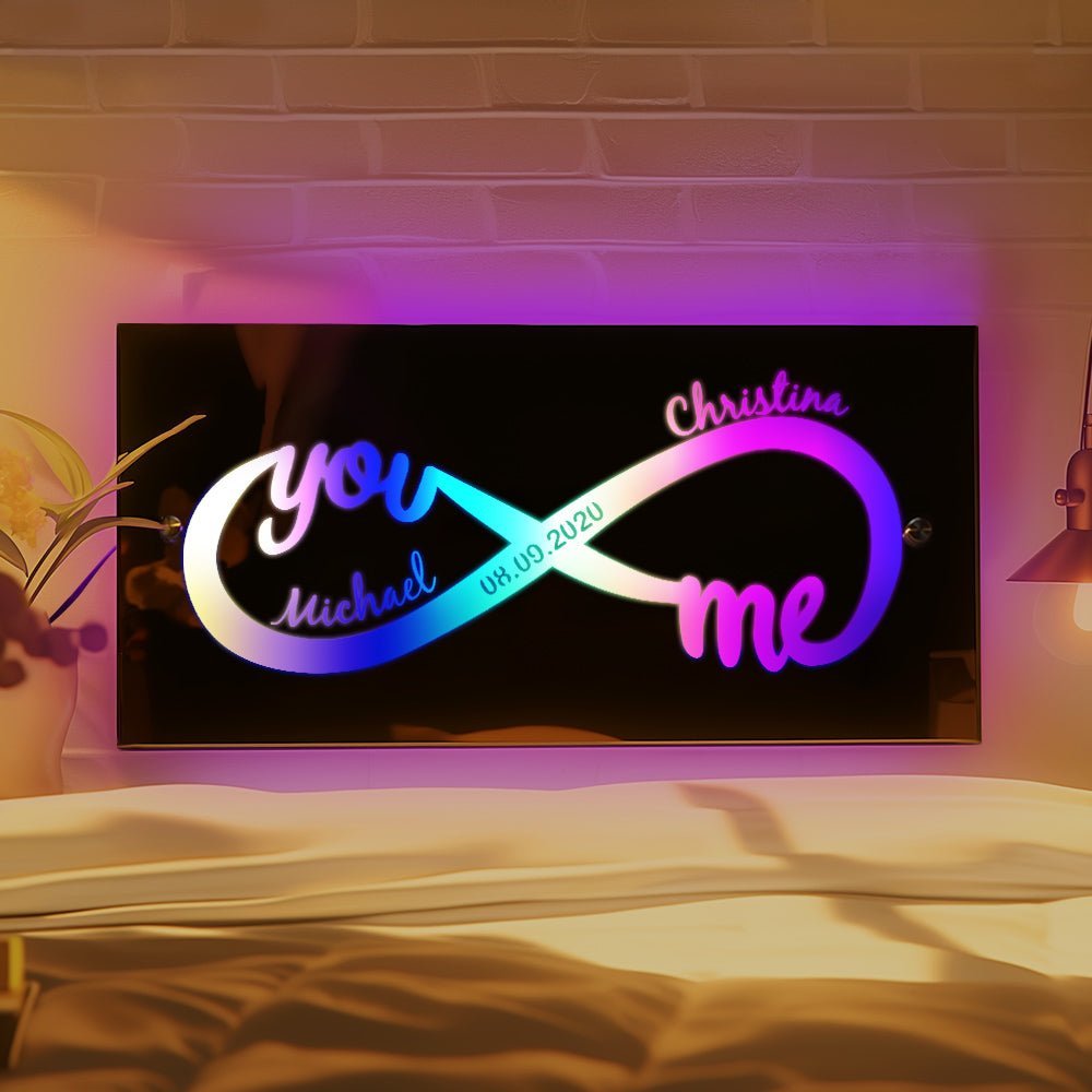 Personalized Acrylic Mirror Light Infinity Love Gift For Couples