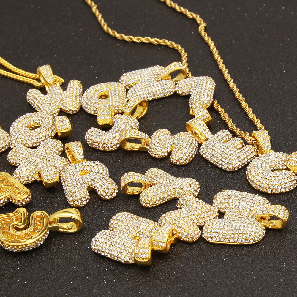 Hip Hop Iced Bubble Letters Necklace