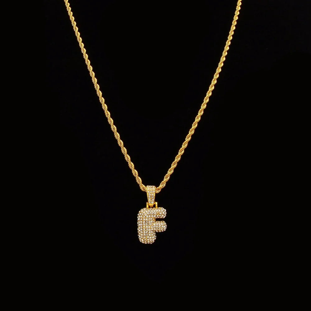 Hip Hop Iced Bubble Letters Necklace