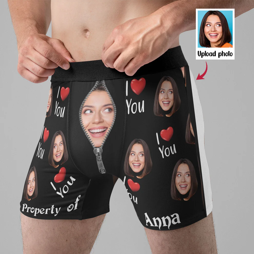 Personalized Photo Men's Boxer Briefs - Property Of Girlfriends