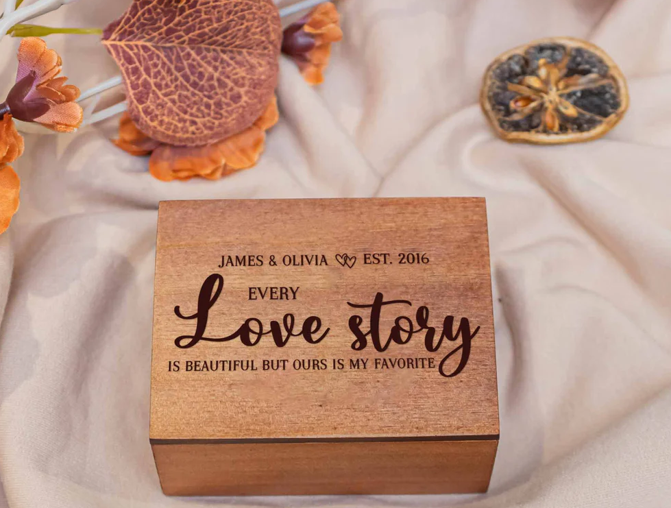 Every Love Story Is Beautiful - Personalized Wooden Photo Box