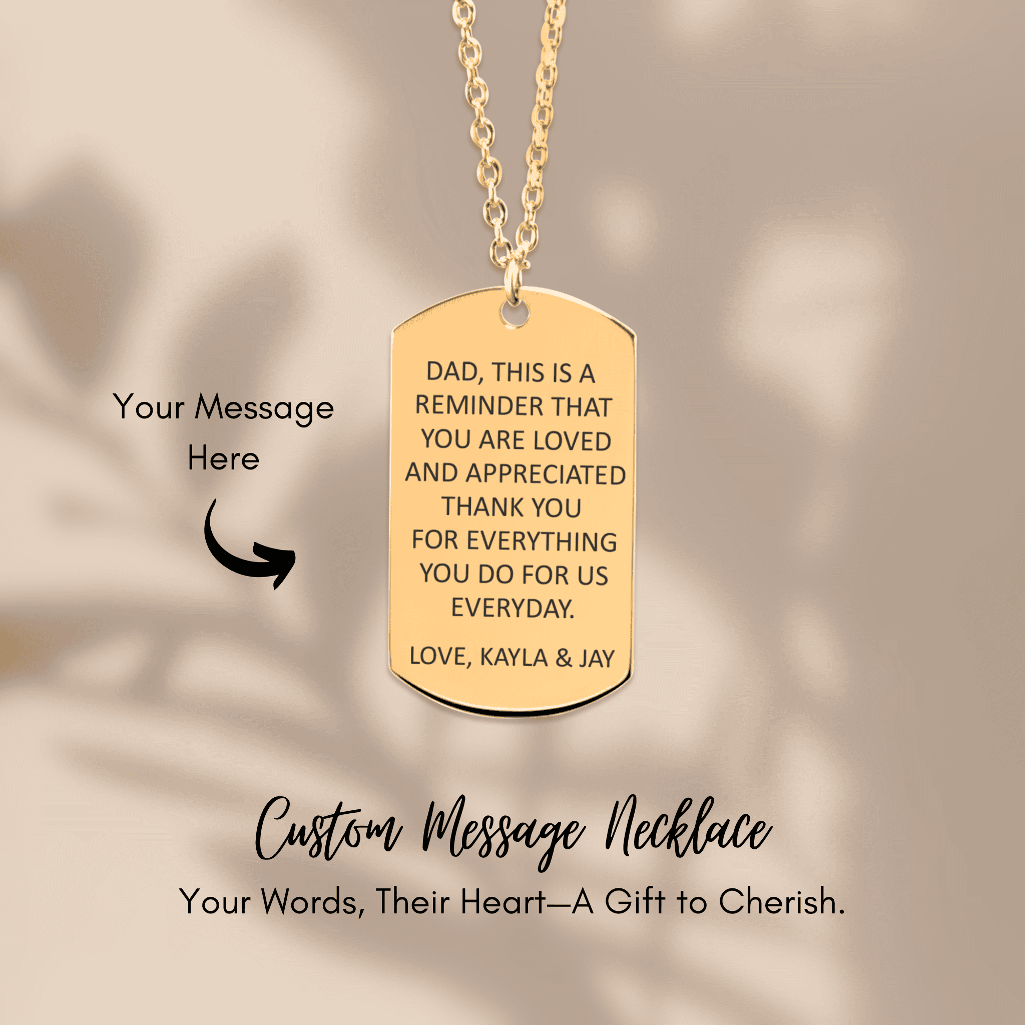 Custom Message Dad's Tag Necklace