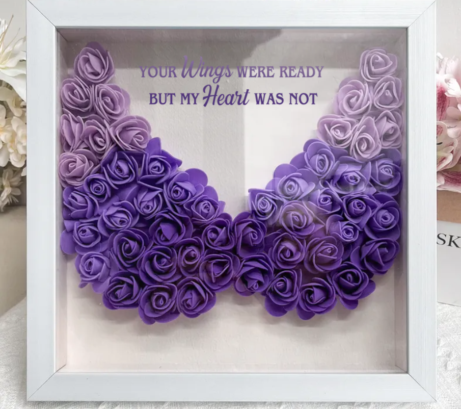 Personalized Flower Shadow Memorial Gifts - Your Wings Were Ready