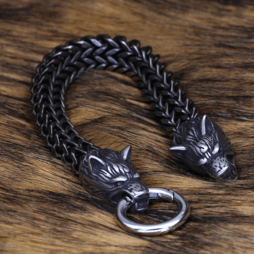 Vintage Viking Wolf Stainless Steel Bracelet