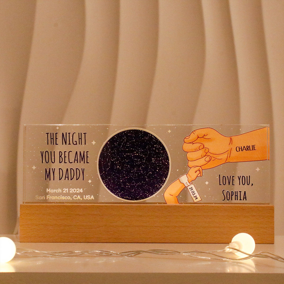 Personalized Star Map LED Night Light - The Night You Became My Daddy