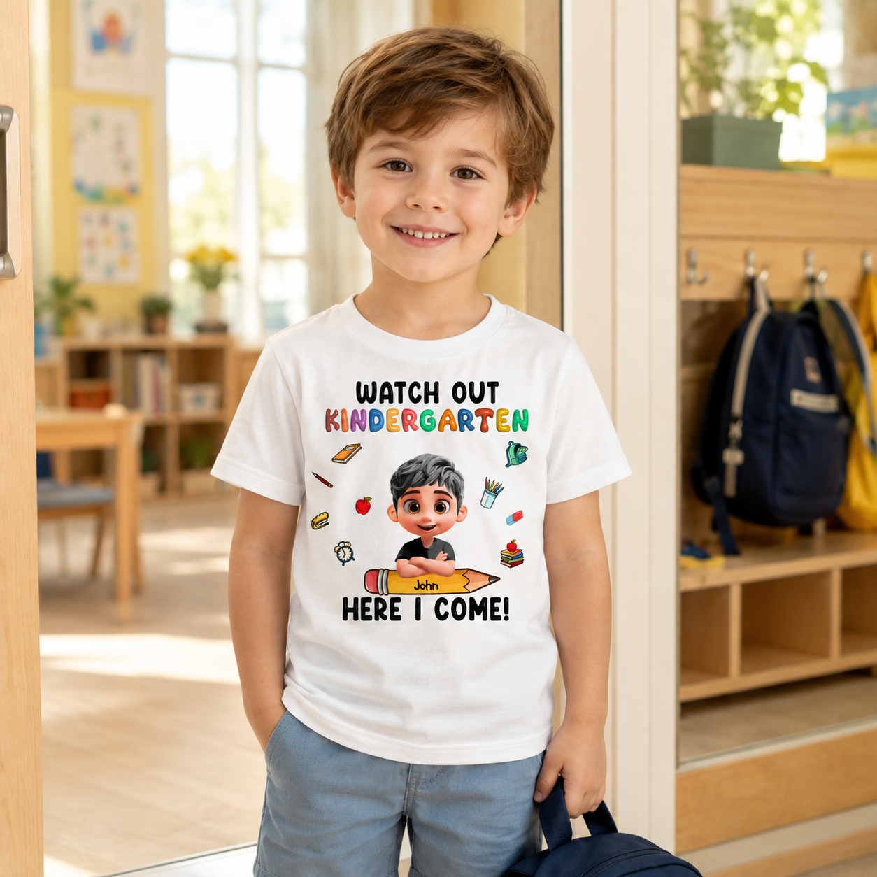 Personalized Watch Out Kindergarten T-Shirt for Kids