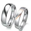 Personalized Two Tone Heart Titanium Steel Couple Rings