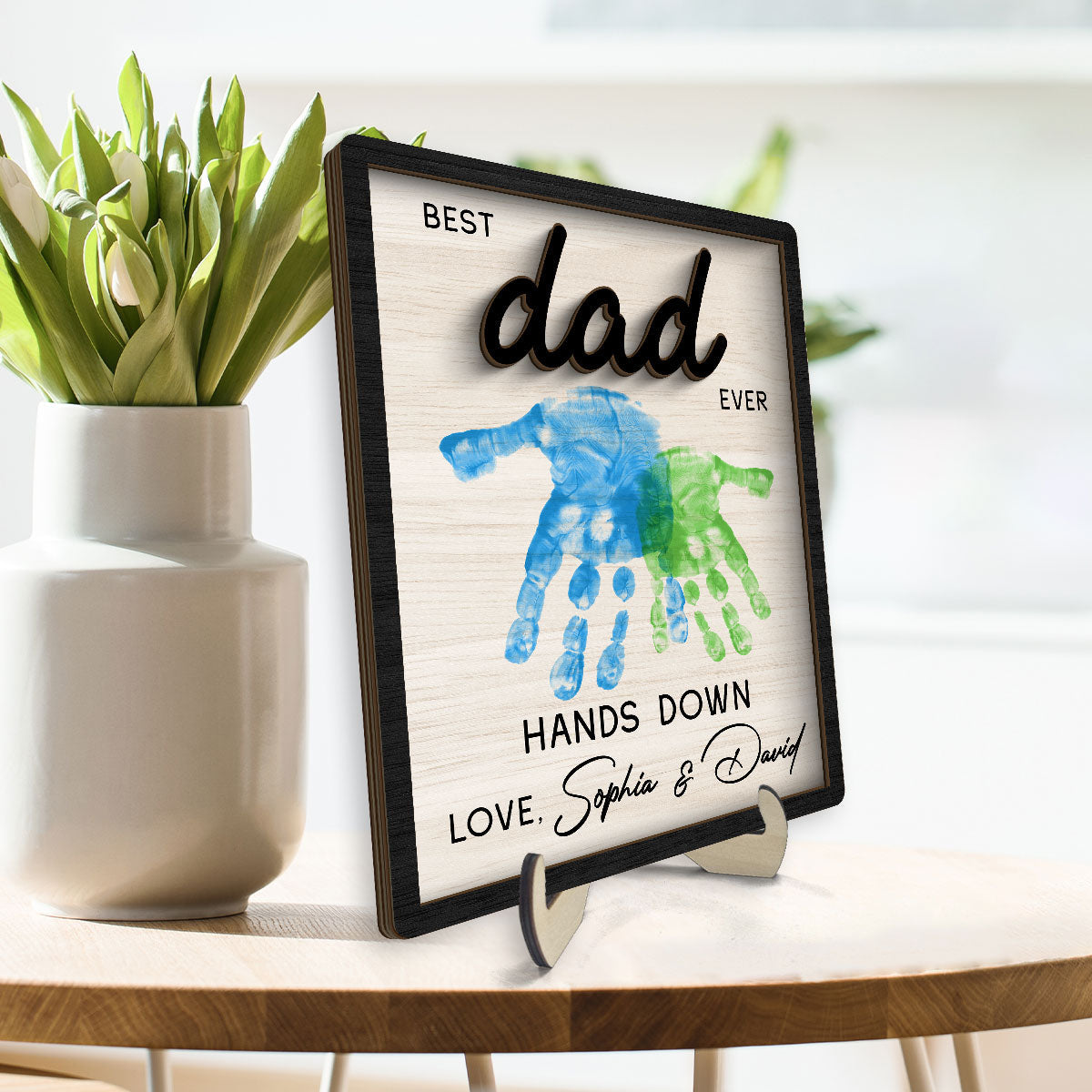 Best Dad Grandpa Ever Hands Down - Personalized Wooden Plaque